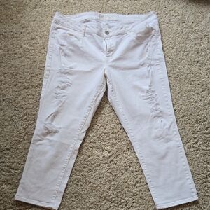 Women's Distressed White Jeans